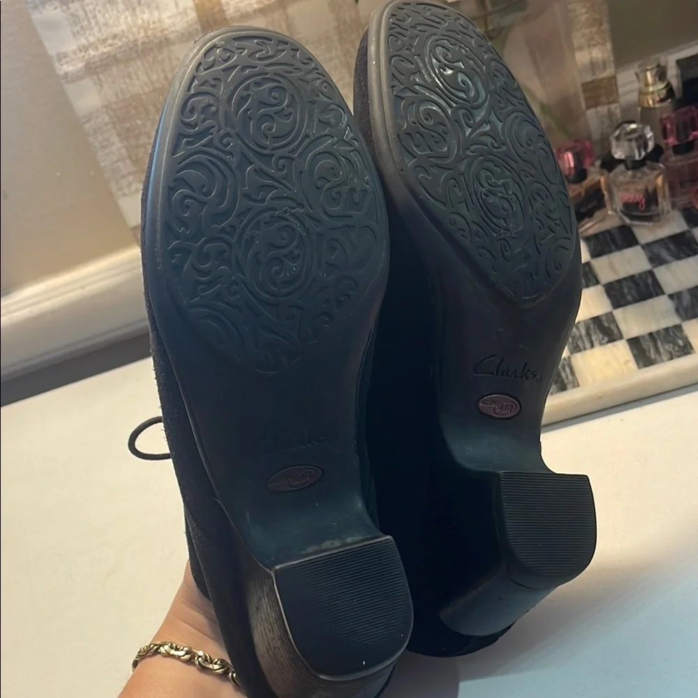 Clarks Black Ankle Suede Boots with Classic Laces - Picture 13 of 16